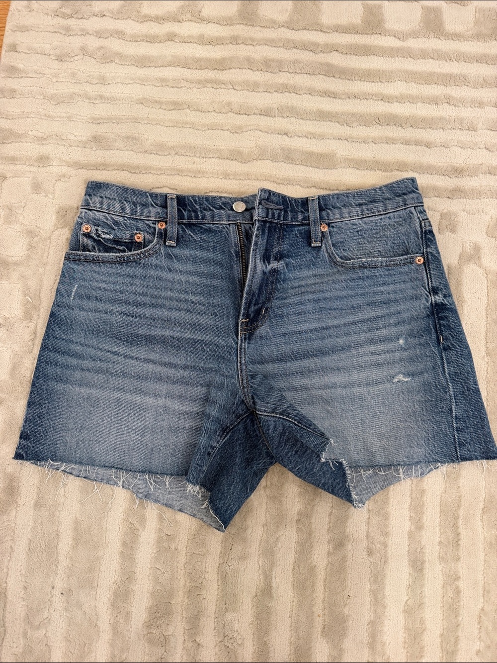 pistola Blue Denim Cutoff Shorts with Frayed Hem